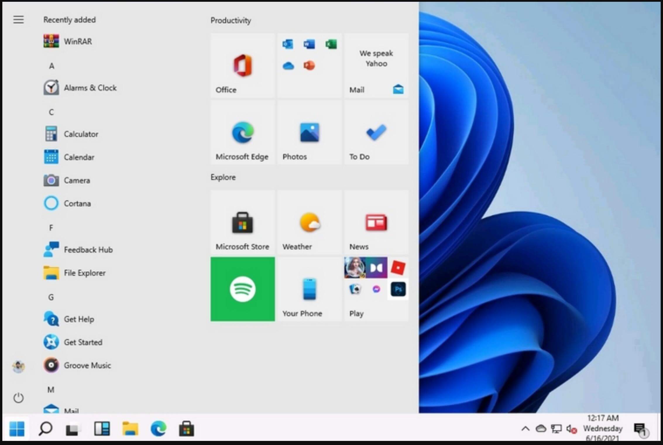 Windows 11 new start menu